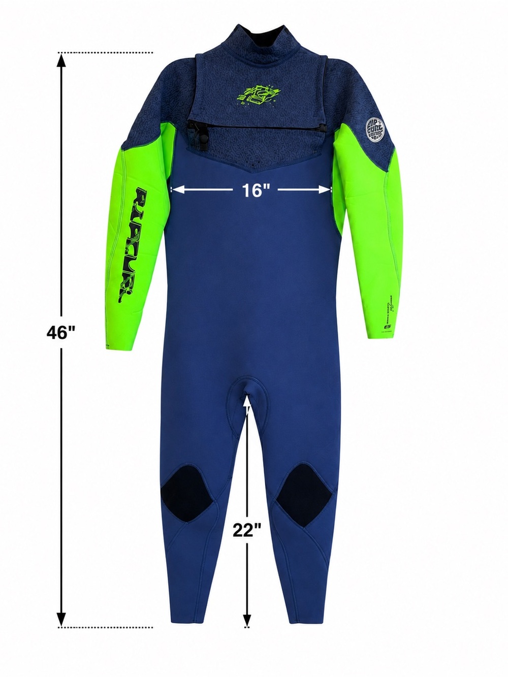 Rip Curl Dawn Patrol Youth 16 4/3 Chest Zip Wetsuit Blue Green NWT - Picture 5 of 12